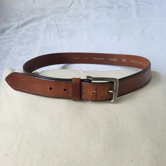 Brown Leather Belt by Fossil - Size 36 - Picture 1 of 6